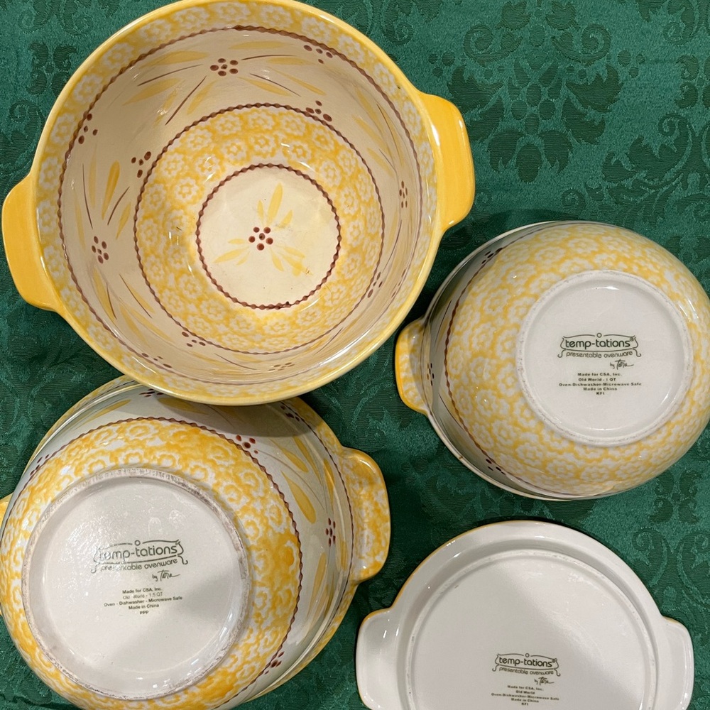 Temp-Tations Yellow and White Mixing Bowl Set